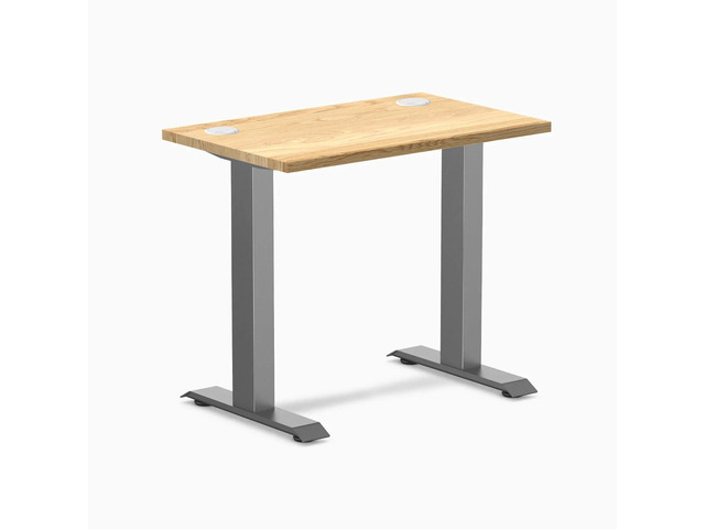 Desky Zero Mini Hardwood Office Desk - White Oak / 32 x 20 in with Grommets / Space Gray