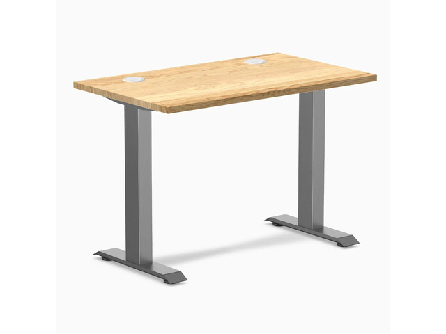 Desky Zero Mini Hardwood Office Desk - White Oak / 40 x 24 in with Grommets / Space Gray