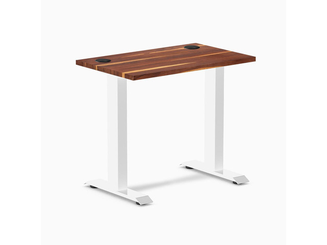 Desky Zero Mini Hardwood Office Desk - Pheasantwood / 32 x 20 in with Grommets / White