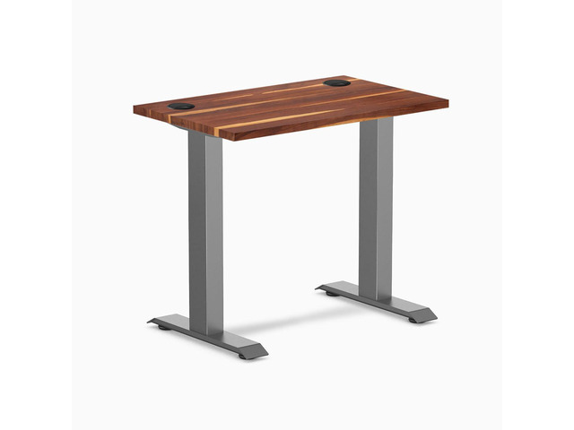 Desky Zero Mini Hardwood Office Desk - Pheasantwood / 32 x 20 in with Grommets / Space Gray