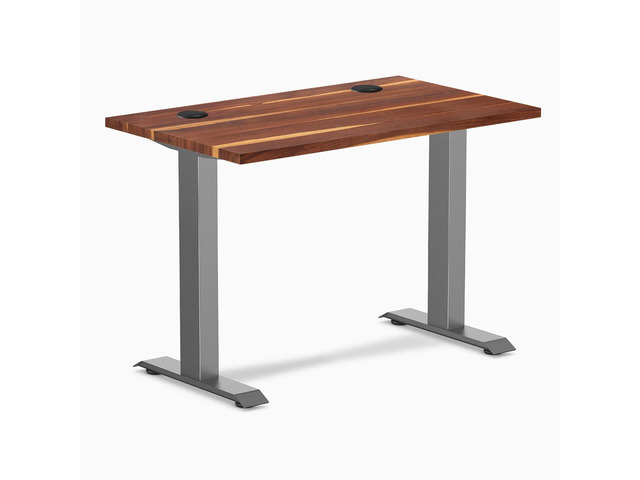 Desky Zero Mini Hardwood Office Desk - Pheasantwood / 40 x 24 in with Grommets / Space Gray