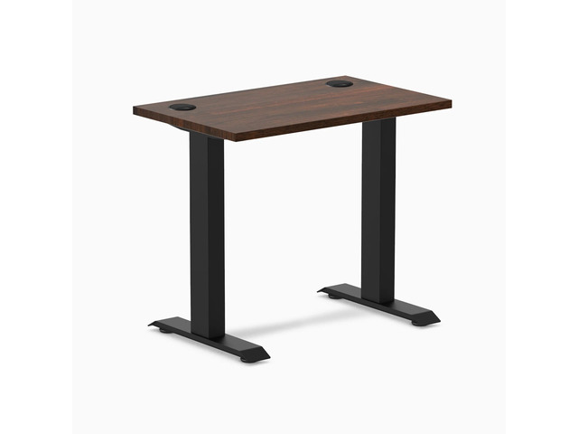 Desky Zero Mini Rubberwood Office Desk - Dark Walnut / 32 x 20 in / Matte Black