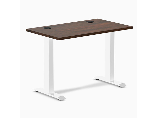 Desky Zero Mini Rubberwood Office Desk - Dark Walnut / 32 x 20 in / White