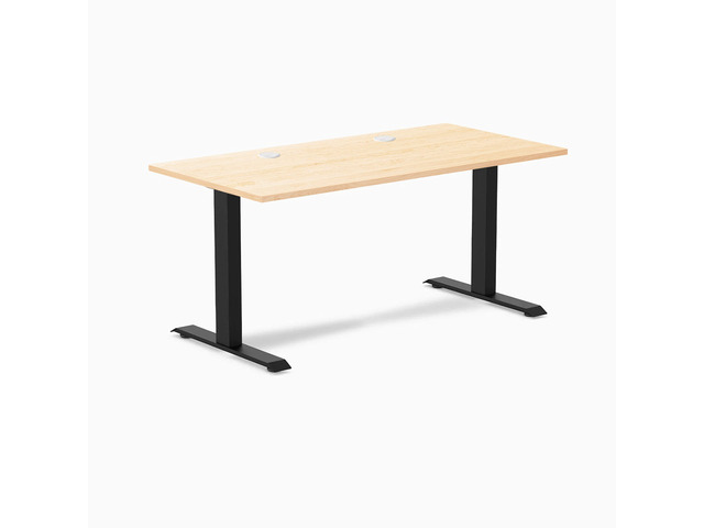 Desky Zero Hardwood Office Desk - Maple / 48 x 30 in / Matte Black