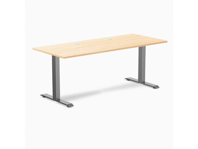 Desky Zero Hardwood Office Desk - Maple / 48 x 30 in / Space Gray