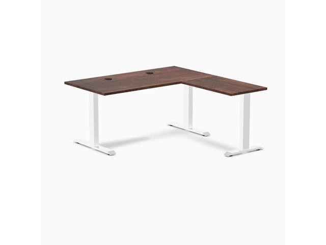Desky Zero Softwood L-Shape Office Desk - American Rustic Pine / 60 x 30 x 62 x 20 in with Grommets / White