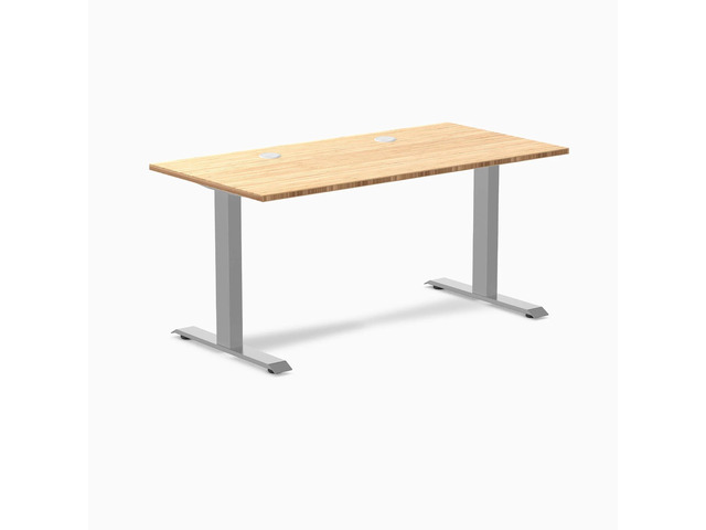 Desky Zero Bamboo Office Desk - Bamboo / 72 x 30 in with Grommets / Grey