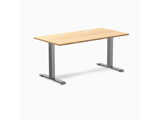 Desky Zero Bamboo Office Desk - Bamboo / 72 x 30 in with Grommets / Space Gray