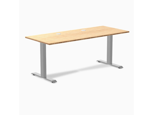 Desky Zero Bamboo Office Desk - Dark Bamboo / 48 x 30 in with Grommets / Grey