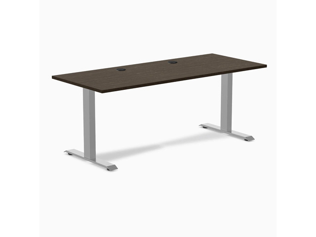 Desky Zero Bamboo Office Desk - Dark Bamboo / 60 x 30 in with Grommets / Grey