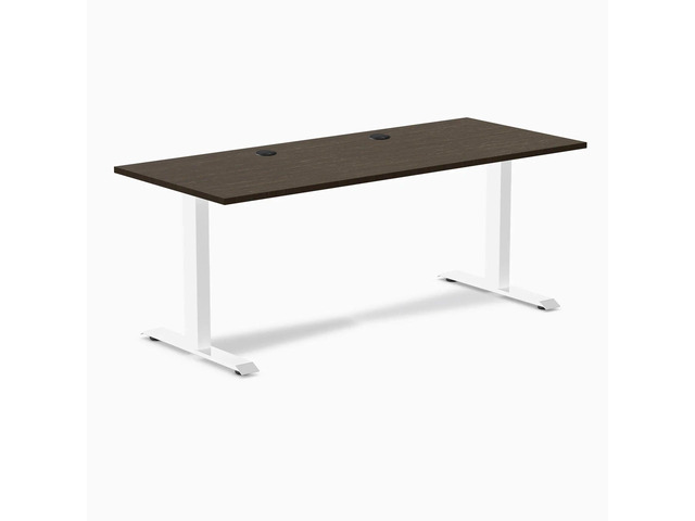 Desky Zero Bamboo Office Desk - Dark Bamboo / 60 x 30 in with Grommets / White