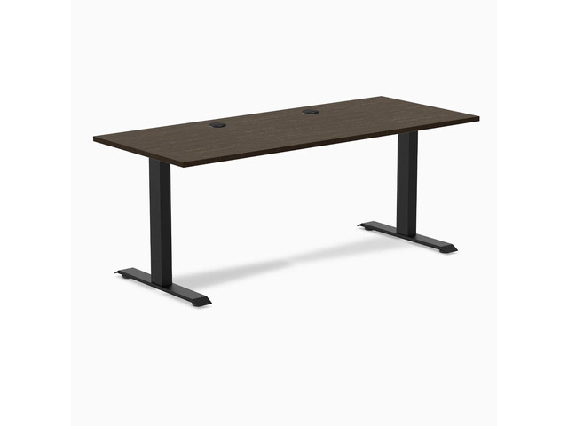 Desky Zero Bamboo Office Desk - Dark Bamboo / 60 x 30 in with Grommets / Matte Black