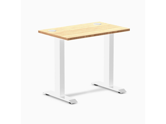 Desky Zero Mini Bamboo Office Desk - Bamboo / 32 x 20 in with Grommets / White