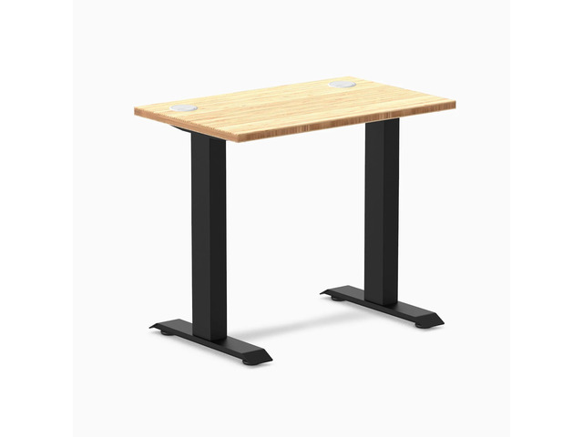 Desky Zero Mini Bamboo Office Desk - Bamboo / 32 x 20 in with Grommets / Matte Black