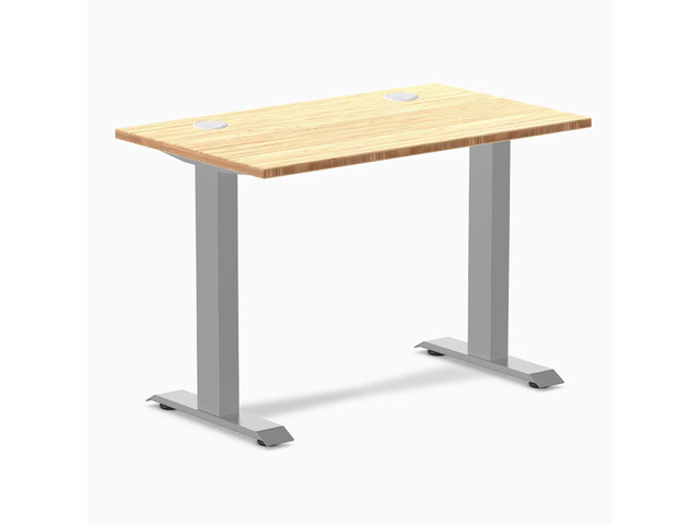 Desky Zero Mini Bamboo Office Desk - Bamboo / 40 x 24 in with Grommets / Gray