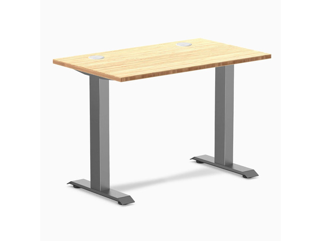 Desky Zero Mini Bamboo Office Desk - Bamboo / 40 x 24 in with Grommets / Space Gray