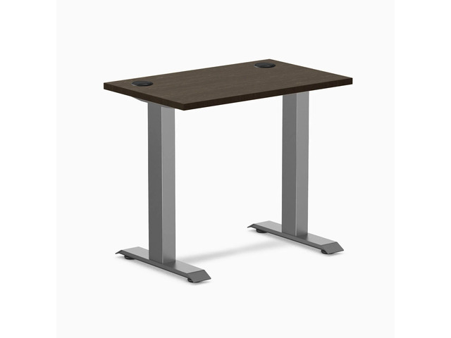 Desky Zero Mini Bamboo Office Desk - Dark Bamboo / 32 x 20 in with Grommets / Space Gray