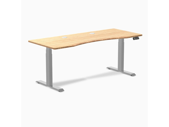 Desky Dual Ergo Edge Sit Stand Desk - Bamboo / 48 x 30 in / Grey