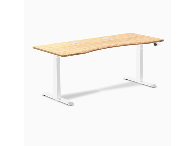 Desky Dual Ergo Edge Sit Stand Desk - Bamboo / 48 x 30 in / White