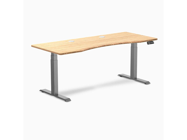 Desky Dual Ergo Edge Sit Stand Desk - Bamboo / 48 x 30 in / Space Gray