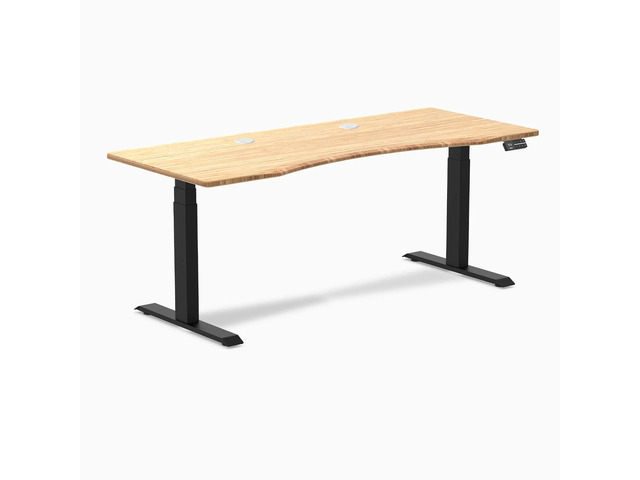 Desky Dual Ergo Edge Sit Stand Desk - Bamboo / 48 x 30 in / Matte Black