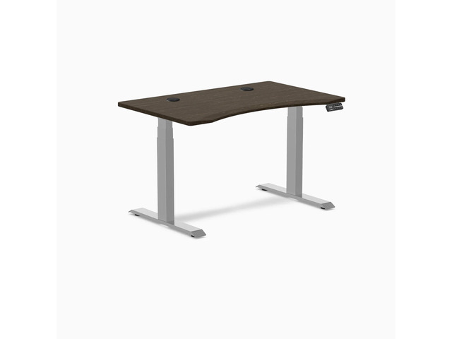 Desky Dual Ergo Edge Sit Stand Desk - Dark Bamboo / 48 x 30 in / Grey