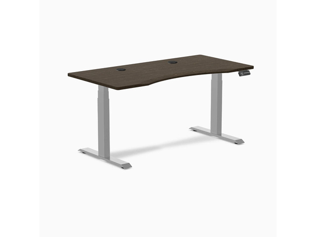 Desky Dual Ergo Edge Sit Stand Desk - Dark Bamboo / 48 x 30 in / Grey