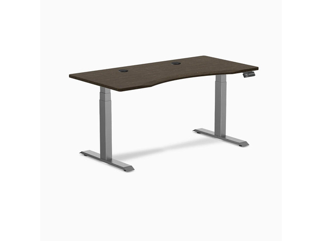 Desky Dual Ergo Edge Sit Stand Desk - Dark Bamboo / 48 x 30 in / Space Gray