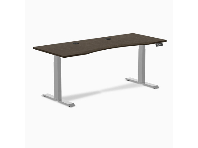 Desky Dual Ergo Edge Sit Stand Desk - Dark Bamboo / 48 x 30 in / Grey