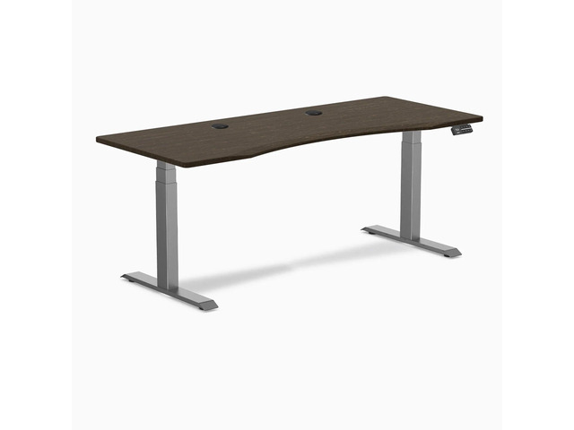Desky Dual Ergo Edge Sit Stand Desk - Dark Bamboo / 48 x 30 in / Space Gray