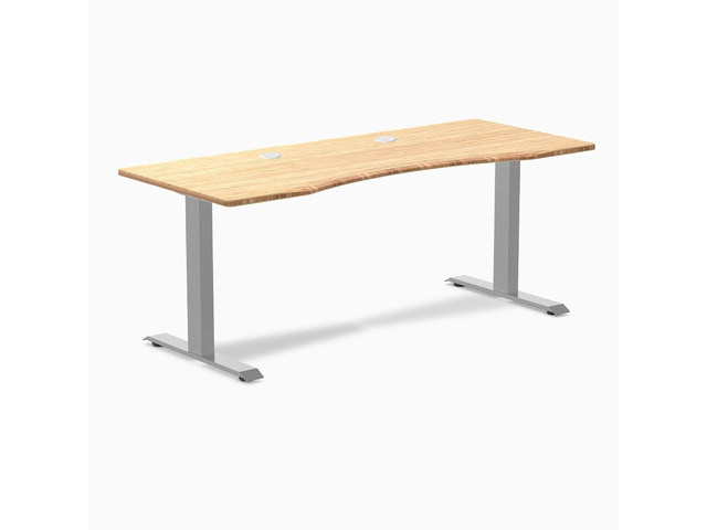 Desky Zero Ergo Edge Office Desk - Bamboo / 48 x 30 in / Grey