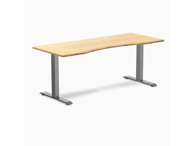 Desky Zero Ergo Edge Office Desk - Bamboo / 48 x 30 in / Space Gray