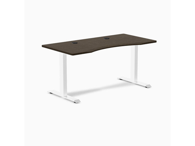 Desky Zero Ergo Edge Office Desk - Dark Bamboo / 48 x 30 in / White