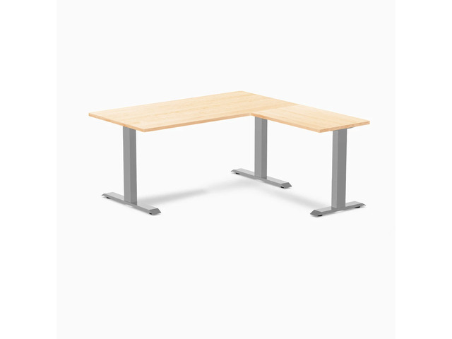 Desky Zero Hardwood L-Shape Office Desk - Maple / 60 x 30 x 62 x 20 in / Gray