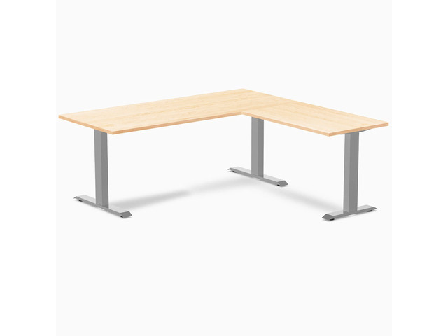 Desky Zero Hardwood L-Shape Office Desk - Maple / 72 x 30 x 70 x 24 in / Gray