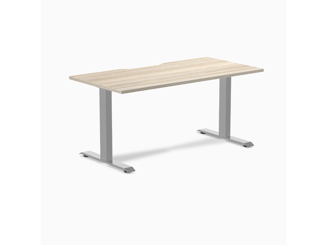 Desky Zero Scalloped Laminate Office Desk - Classic Oak / 59.1 x 29.5 in / Gray