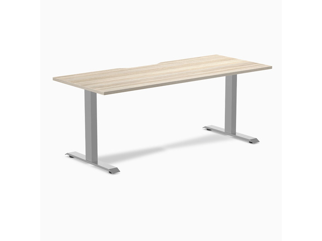Desky Zero Scalloped Laminate Office Desk - Classic Oak / 70.9 x 29.5 in / Gray