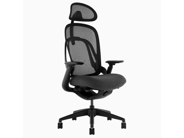 Desky Pivot Ergonomic Office Task Chair - Black / With Headrest