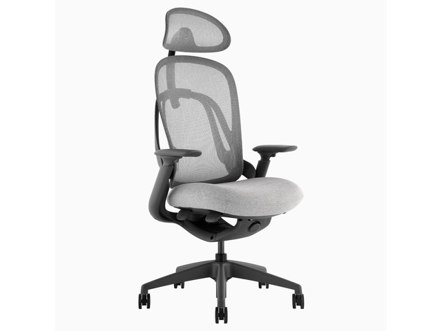 Desky Pivot Ergonomic Office Task Chair - Grey / With Headrest