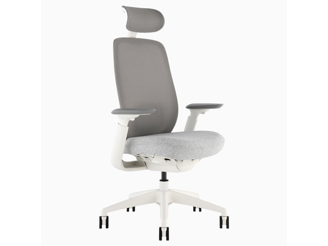 Desky Sereno Ergonomic Office Task Chair - White / Headrest