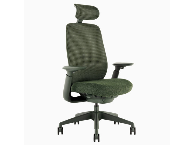 Desky Sereno Ergonomic Office Task Chair - Dark Green / Headrest