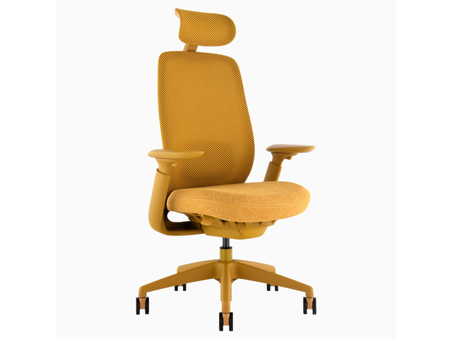 Desky Sereno Ergonomic Office Task Chair - Mustard Yellow / Headrest