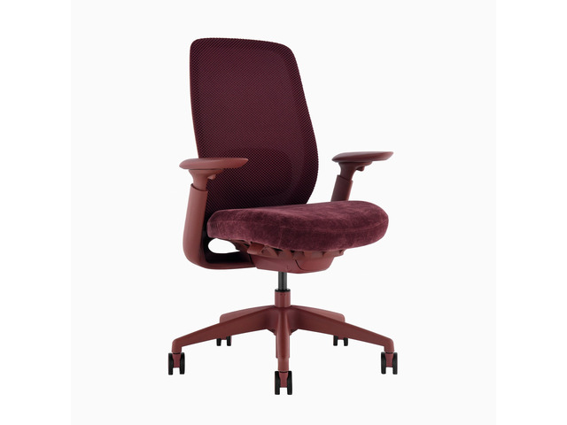 Desky Sereno Ergonomic Office Task Chair - Red Velvet / No Headrest