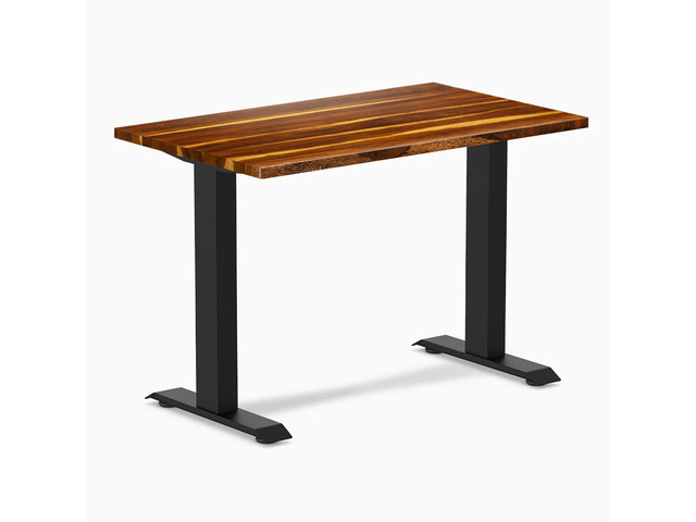 Desky Zero Mini Hardwood Office Desk - Pheasantwood / 40 x 24 in / Matte Black