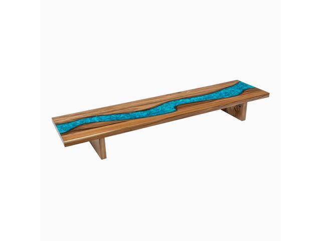 Desky Minimal Monitor Stand - Teak Blue River