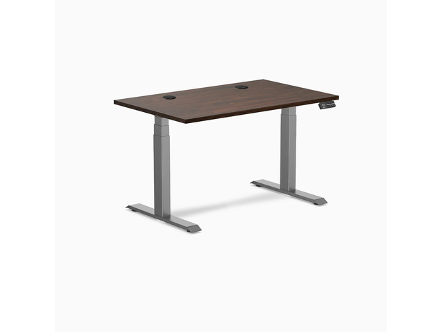 Desky Dual Rubberwood Sit Stand Desk - Dark Walnut / 48 x 30 inches with Grommets / Space Grey