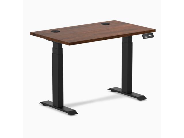 Desky Dual Mini Rubberwood Sit Stand Desk - Red Walnut / 40 x 24 inches with Grommets / Matte Black