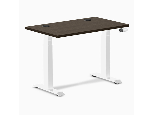 Desky Dual Mini Bamboo Sit Stand Desk - Dark Bamboo / 40 x 24 inches with Grommets / White