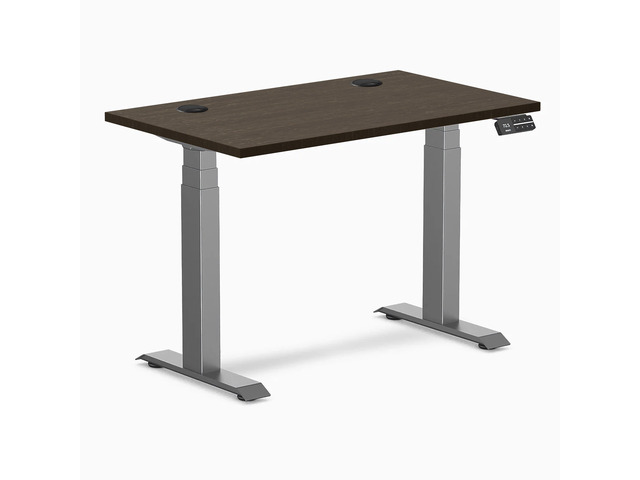 Desky Dual Mini Bamboo Sit Stand Desk - Dark Bamboo / 40 x 24 inches with Grommets / Space Grey