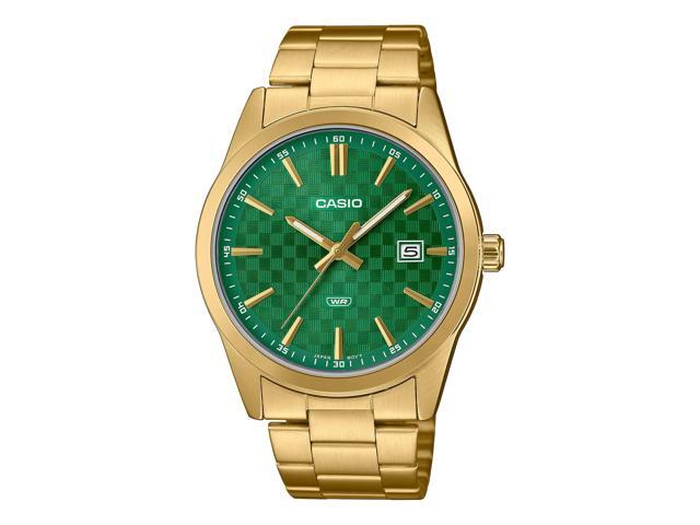 Casio Mens Gold Watch with Green Dial - MTP-VD03G-3AUDF